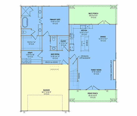 Country, Farmhouse, Traditional House Plan 84160 with 4 Beds, 4 Baths, 2 Car Garage First Level Plan