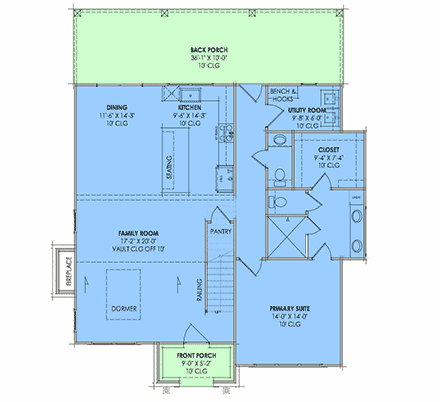 Cottage, European, Tudor House Plan 84161 with 3 Beds, 3 Baths First Level Plan
