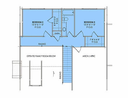 Cottage, European, Tudor House Plan 84161 with 3 Beds, 3 Baths Second Level Plan