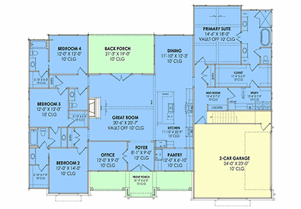Contemporary, Country, Craftsman, Farmhouse House Plan 84162 with 4 Beds, 4 Baths, 2 Car Garage First Level Plan