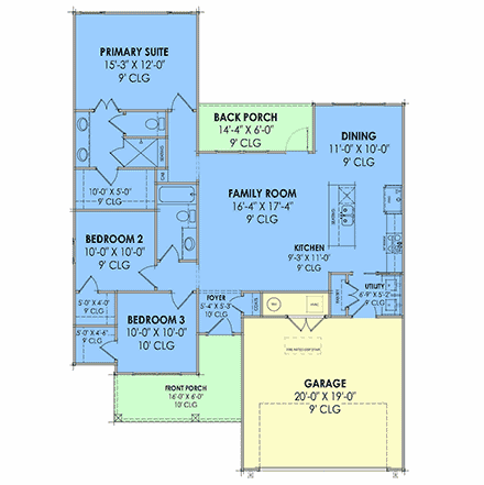 Country, Craftsman, Farmhouse, Traditional House Plan 84163 with 3 Beds, 2 Baths, 2 Car Garage First Level Plan