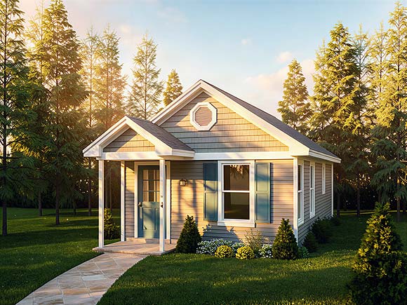 Cabin, Narrow Lot, One-Story, Traditional House Plan 84200 with 1 Beds, 1 Baths Elevation
