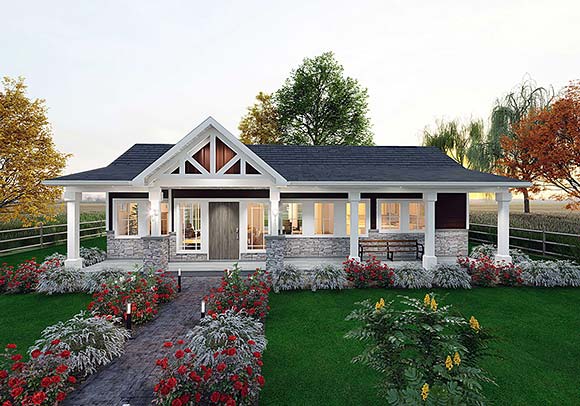 Cottage, Country, Farmhouse, Ranch, Traditional House Plan 84600 with 2 Beds, 2 Baths Elevation