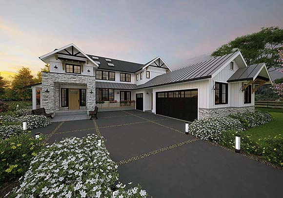 Country, Farmhouse, New American House Plan 84601 with 5 Beds, 6 Baths, 3 Car Garage Elevation