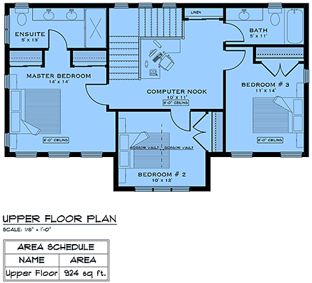 Country, Craftsman, Farmhouse House Plan 84604 with 4 Beds, 3 Baths Second Level Plan