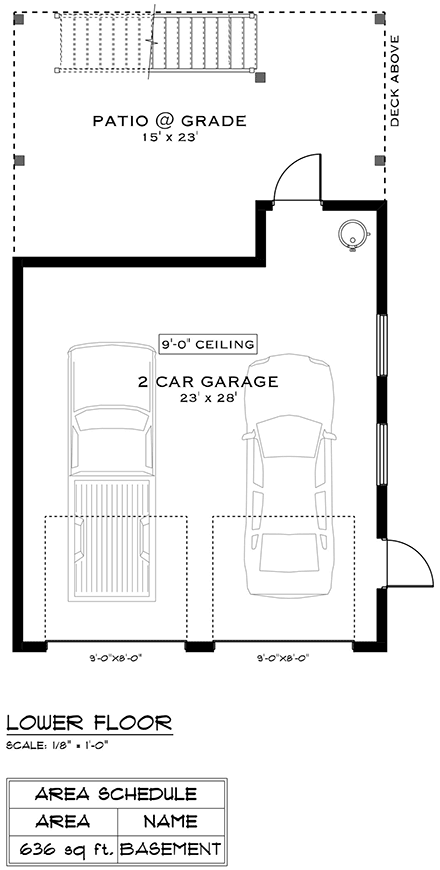 Cottage, Country, Craftsman Garage-Living Plan 84605 with 2 Beds, 1 Baths, 2 Car Garage First Level Plan