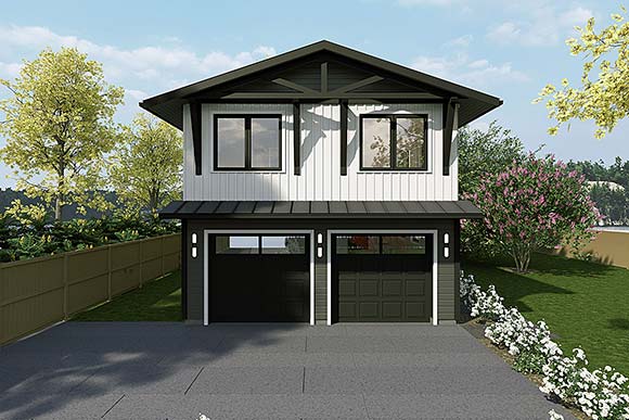 Cottage, Country, Craftsman Garage-Living Plan 84605 with 2 Beds, 1 Baths, 2 Car Garage Elevation
