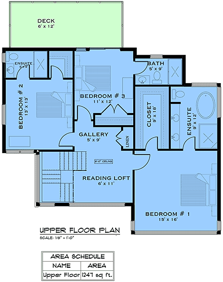 Contemporary, European, Modern House Plan 84606 with 3 Beds, 4 Baths, 2 Car Garage Second Level Plan