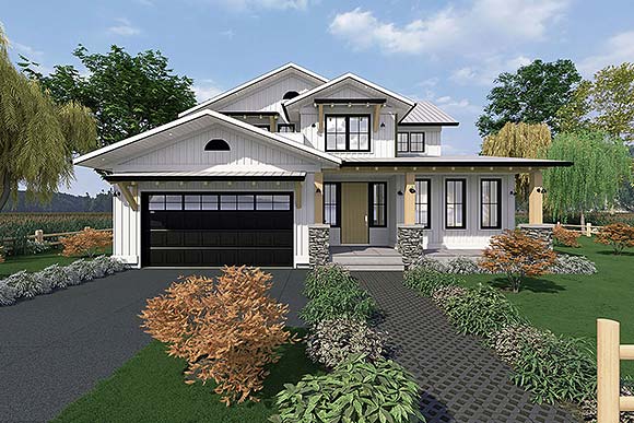 Cottage, Country, Craftsman, Farmhouse House Plan 84609 with 4 Beds, 3 Baths, 2 Car Garage Elevation