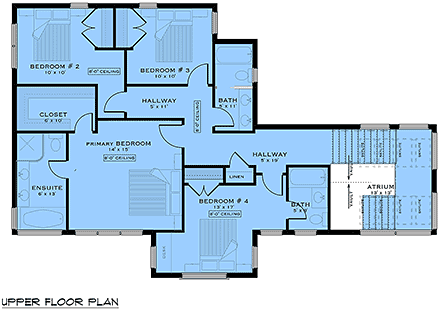Contemporary, Modern House Plan 84613 with 4 Beds, 4 Baths, 2 Car Garage Second Level Plan