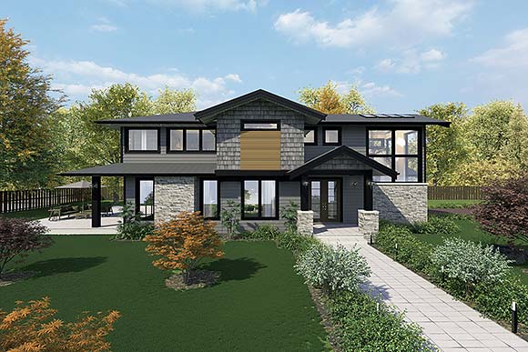 Contemporary, Modern House Plan 84613 with 4 Beds, 4 Baths, 2 Car Garage Elevation