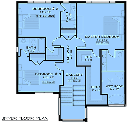 Coastal, Contemporary, Florida House Plan 84614 with 3 Beds, 4 Baths, 2 Car Garage Second Level Plan