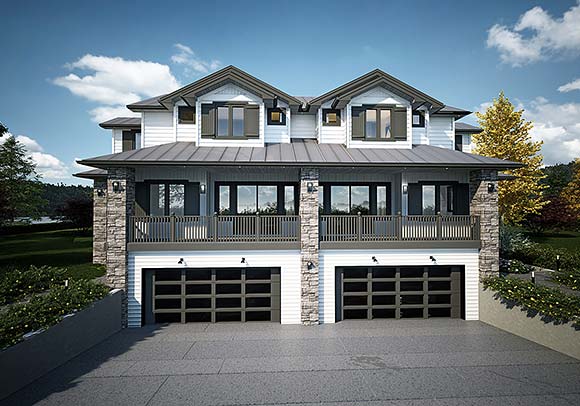 Country, Farmhouse, Prairie Multi-Family Plan 84621 with 6 Beds, 6 Baths, 4 Car Garage Elevation