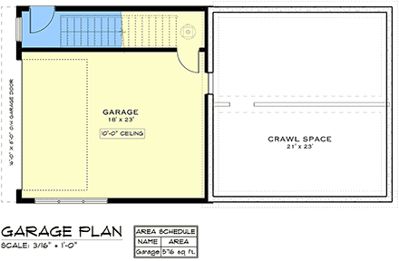 Cabin, Cottage, Country Garage-Living Plan 84623 with 1 Beds, 1 Baths, 2 Car Garage First Level Plan