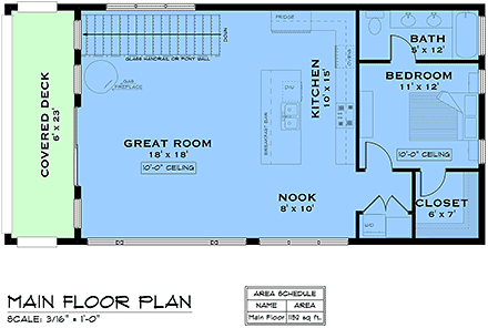Cabin, Cottage, Country Garage-Living Plan 84623 with 1 Beds, 1 Baths, 2 Car Garage Second Level Plan