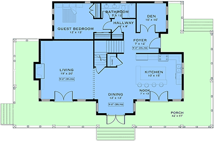 Cottage, Country, Farmhouse House Plan 84626 with 4 Beds, 3 Baths, 2 Car Garage First Level Plan