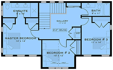 Cottage, Country, Farmhouse House Plan 84626 with 4 Beds, 3 Baths, 2 Car Garage Second Level Plan
