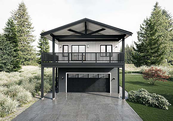 Cottage, Country, Farmhouse Garage-Living Plan 84627 with 2 Beds, 1 Baths, 2 Car Garage Elevation