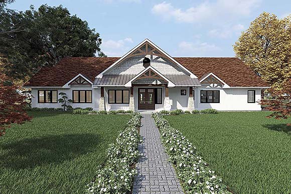 Coastal, Country, Craftsman, Farmhouse, Ranch House Plan 84628 with 3 Beds, 3 Baths, 3 Car Garage Elevation