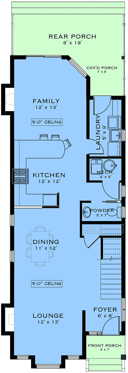 Contemporary, European House Plan 84629 with 2 Beds, 3 Baths First Level Plan