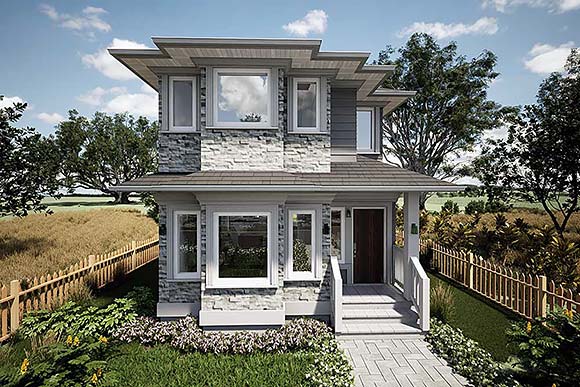 Contemporary, European House Plan 84629 with 2 Beds, 3 Baths Elevation