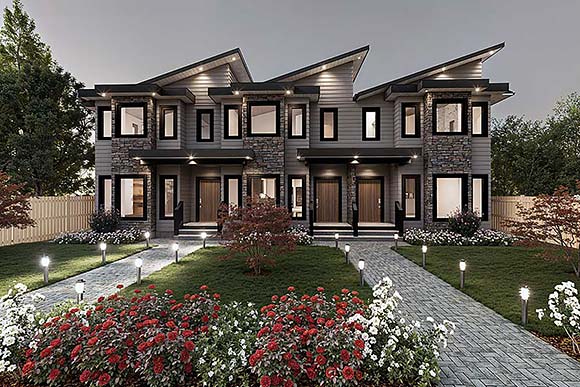 Contemporary, European Multi-Family Plan 84630 with 8 Beds, 9 Baths Elevation