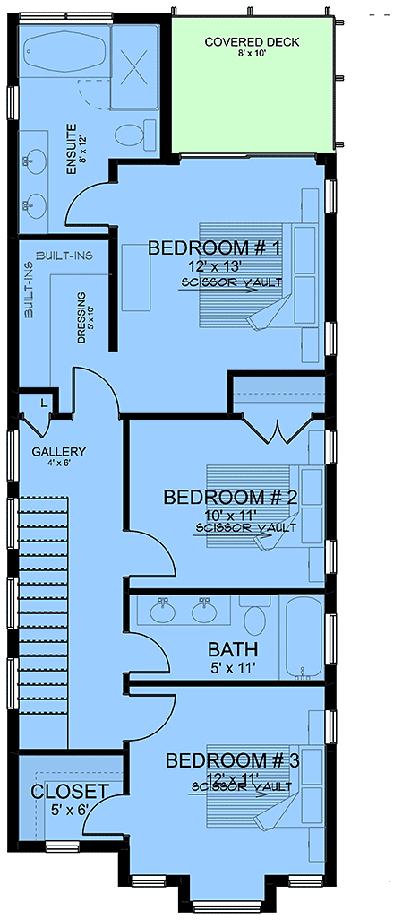 Contemporary, Cottage, European House Plan 84635 with 3 Beds, 3 Baths Second Level Plan