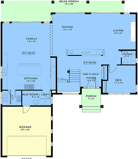 Contemporary, Prairie, Southwest House Plan 84636 with 4 Beds, 4 Baths, 2 Car Garage First Level Plan