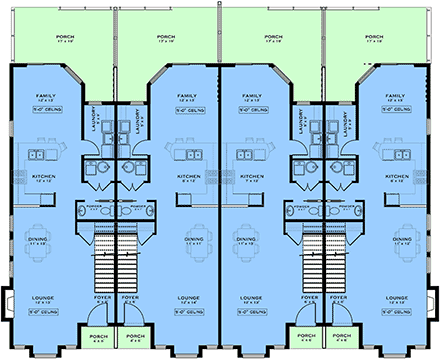 Contemporary, European Multi-Family Plan 84638 with 10 Beds, 12 Baths First Level Plan