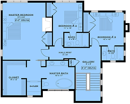 Country, Craftsman, Farmhouse, Southwest House Plan 84639 with 3 Beds, 4 Baths, 2 Car Garage Second Level Plan