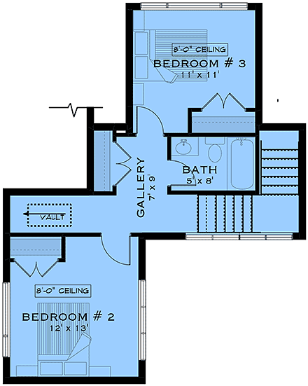 Country, Craftsman, Farmhouse, Southwest House Plan 84640 with 3 Beds, 3 Baths, 2 Car Garage Second Level Plan