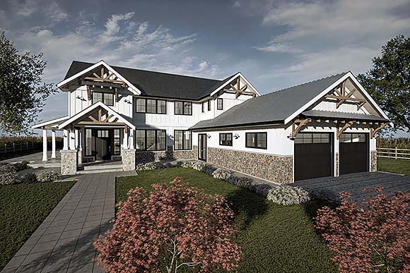 Country, Craftsman, Farmhouse House Plan 84642 with 5 Beds, 6 Baths, 2 Car Garage Elevation