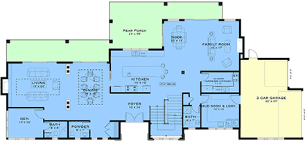 Country, Farmhouse, New American, Southern House Plan 84643 with 4 Beds, 7 Baths, 3 Car Garage First Level Plan