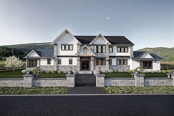 Country, Farmhouse, New American, Southern House Plan 84643 with 4 Beds, 7 Baths, 3 Car Garage Elevation