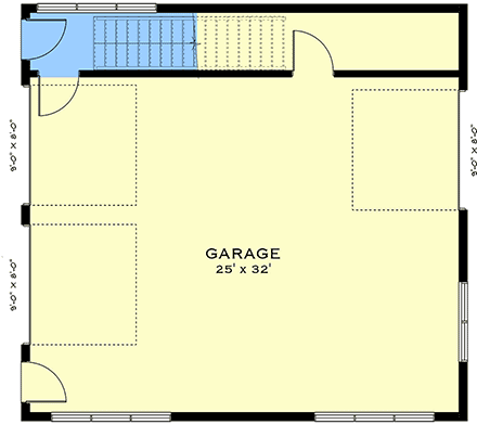 Cottage, Country, Farmhouse Garage-Living Plan 84644 with 2 Beds, 1 Baths, 2 Car Garage First Level Plan
