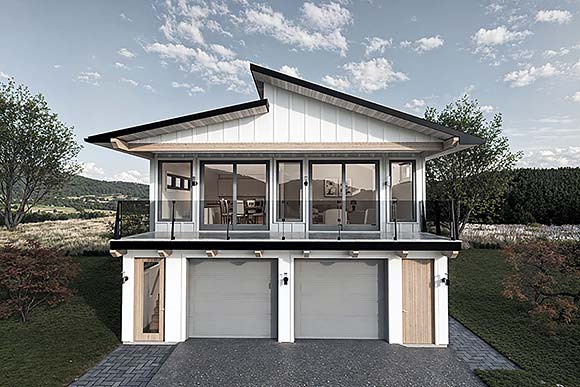 Cottage, Country, Farmhouse Garage-Living Plan 84644 with 2 Beds, 1 Baths, 2 Car Garage Elevation