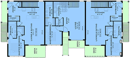 Contemporary, European Multi-Family Plan 84645 with 9 Beds, 9 Baths, 5 Car Garage First Level Plan