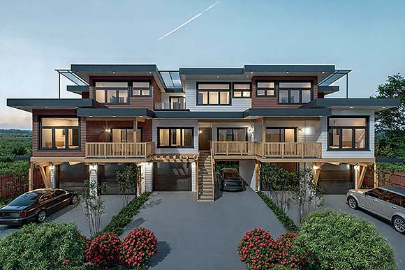 Contemporary, European Multi-Family Plan 84645 with 9 Beds, 9 Baths, 5 Car Garage Elevation