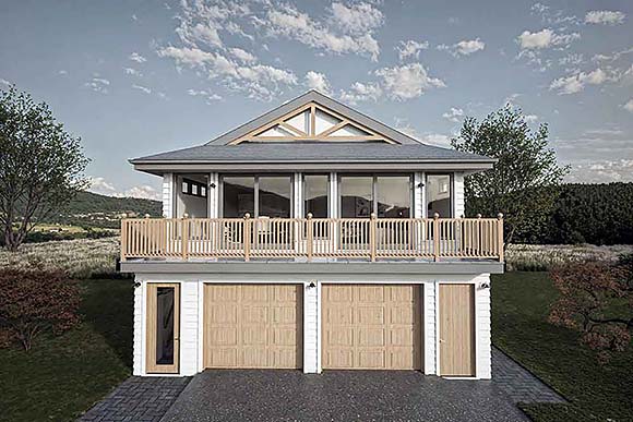 Coastal, Cottage, Craftsman, Farmhouse Garage-Living Plan 84647 with 2 Beds, 1 Baths, 2 Car Garage Elevation