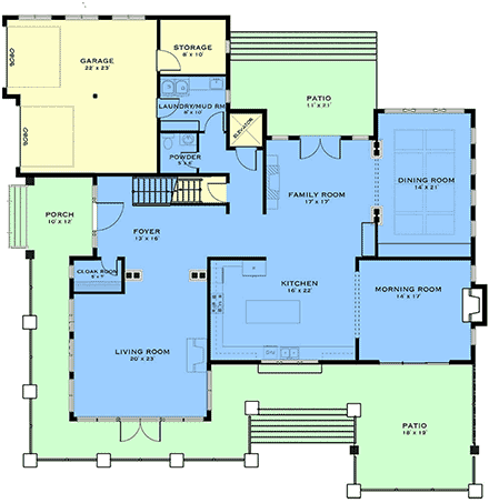 European, Victorian House Plan 84651 with 3 Beds, 4 Baths, 2 Car Garage First Level Plan