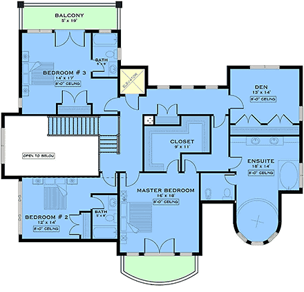 European, Victorian House Plan 84651 with 3 Beds, 4 Baths, 2 Car Garage Second Level Plan