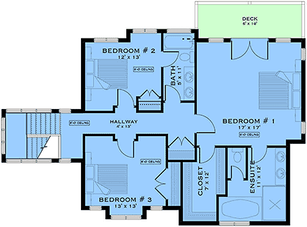 Contemporary, Cottage, Country, Craftsman, Farmhouse House Plan 84652 with 3 Beds, 3 Baths, 2 Car Garage Second Level Plan