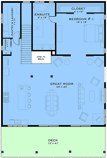 Contemporary, Modern House Plan 84655 with 3 Beds, 3 Baths, 2 Car Garage Second Level Plan