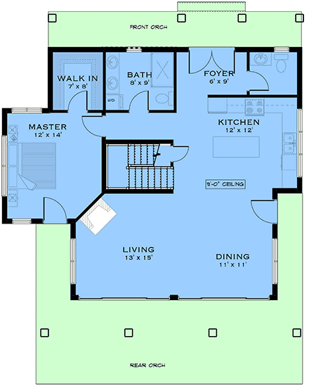 Cabin, Contemporary, Cottage, Country, Craftsman, Farmhouse House Plan 84659 with 3 Beds, 3 Baths First Level Plan