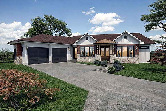 Cottage, Country, Craftsman, Ranch House Plan 84660 with 3 Beds, 4 Baths, 2 Car Garage Elevation