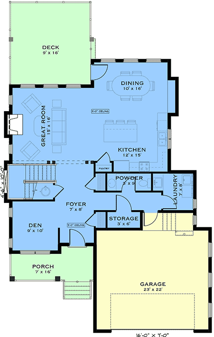 Contemporary, Country, Craftsman, Farmhouse, New American House Plan 84661 with 3 Beds, 3 Baths, 2 Car Garage First Level Plan