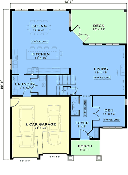 Contemporary, Craftsman, Farmhouse, New American House Plan 84662 with 3 Beds, 3 Baths, 2 Car Garage First Level Plan