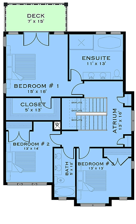 Contemporary, Craftsman, Farmhouse, New American House Plan 84662 with 3 Beds, 3 Baths, 2 Car Garage Second Level Plan