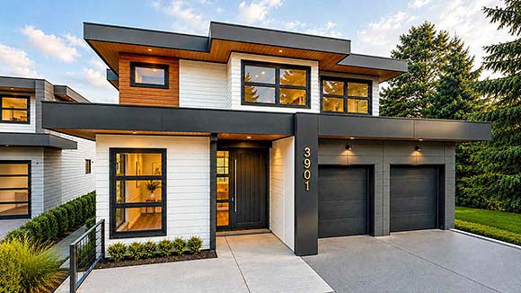 Contemporary, European, Modern House Plan 84669 with 3 Beds, 4 Baths, 2 Car Garage Elevation