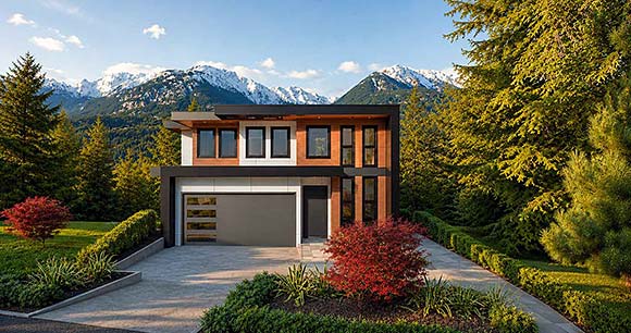 Contemporary, European House Plan 84670 with 3 Beds, 4 Baths, 2 Car Garage Elevation